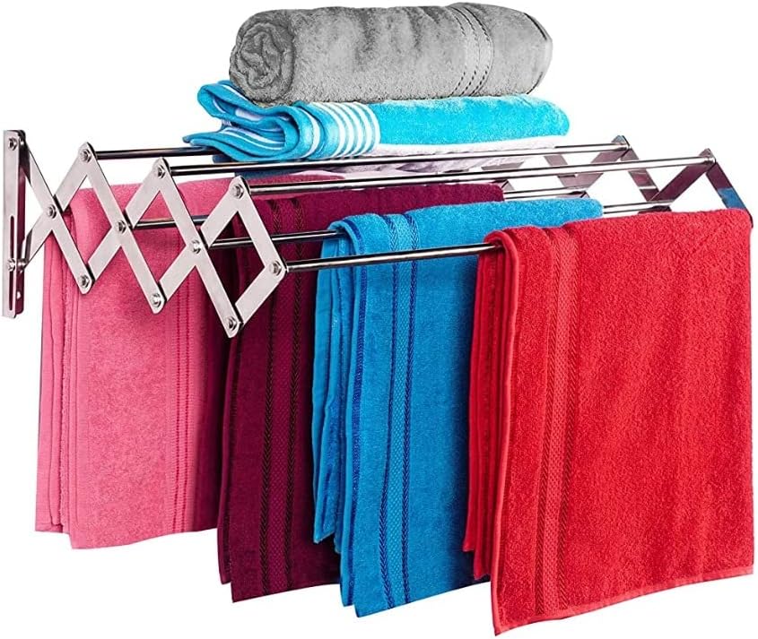 Ngel Cloth Dryer Stand with 7 Lines/Clothesline for Aluminum Wall Or Balcony/Wall Mounted Clothes Drying Rack