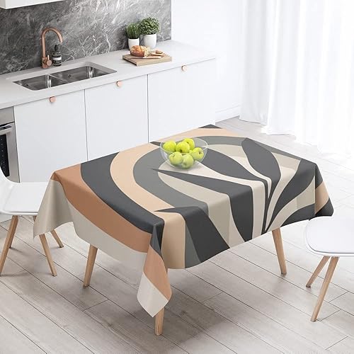 Miniatura 2 de NUER Rectangular Tablecloths Tropical Plants Leaves Moon Brown Green Elegant Kitchen Decor Waterproof Anti-Stain Mantel Mesa A8 140x210cm