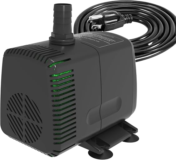 Knifel Submersible Water Pump 880GPH with Auto Shut Off 10ft High Lift | Protection for Fountains, Hydroponics, Ponds, waterfall, Aquariums & More