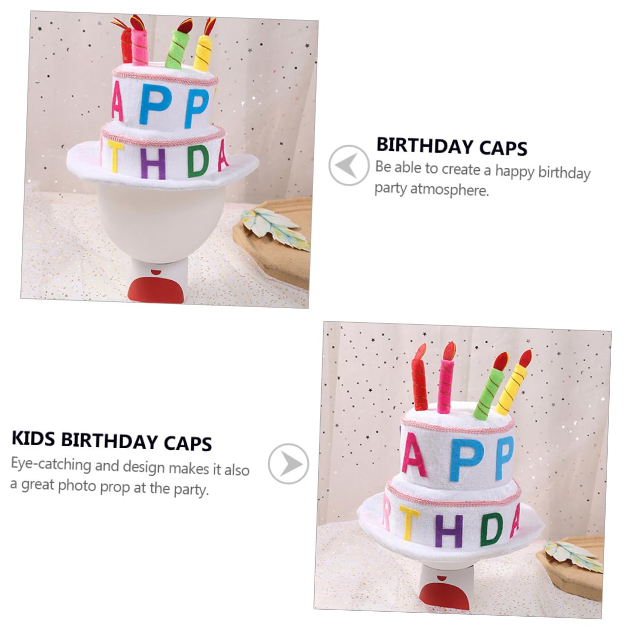 ABOOFAN Lot De 2 Chapeaux Danniversaire Uniques En Forme De Gâteau Danniversaire Pour Enfants Coiffes De Fête