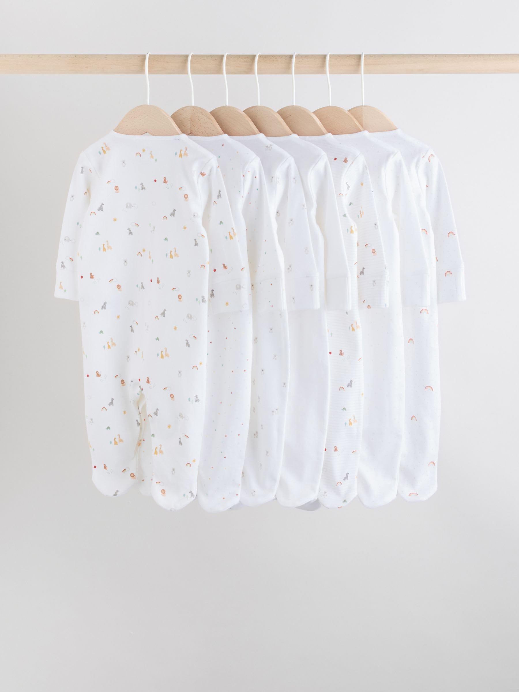 NEXT Noworodki unisex Zestaw 7 par śpiochów niemowlęcych zapinanych na zatrzaski
