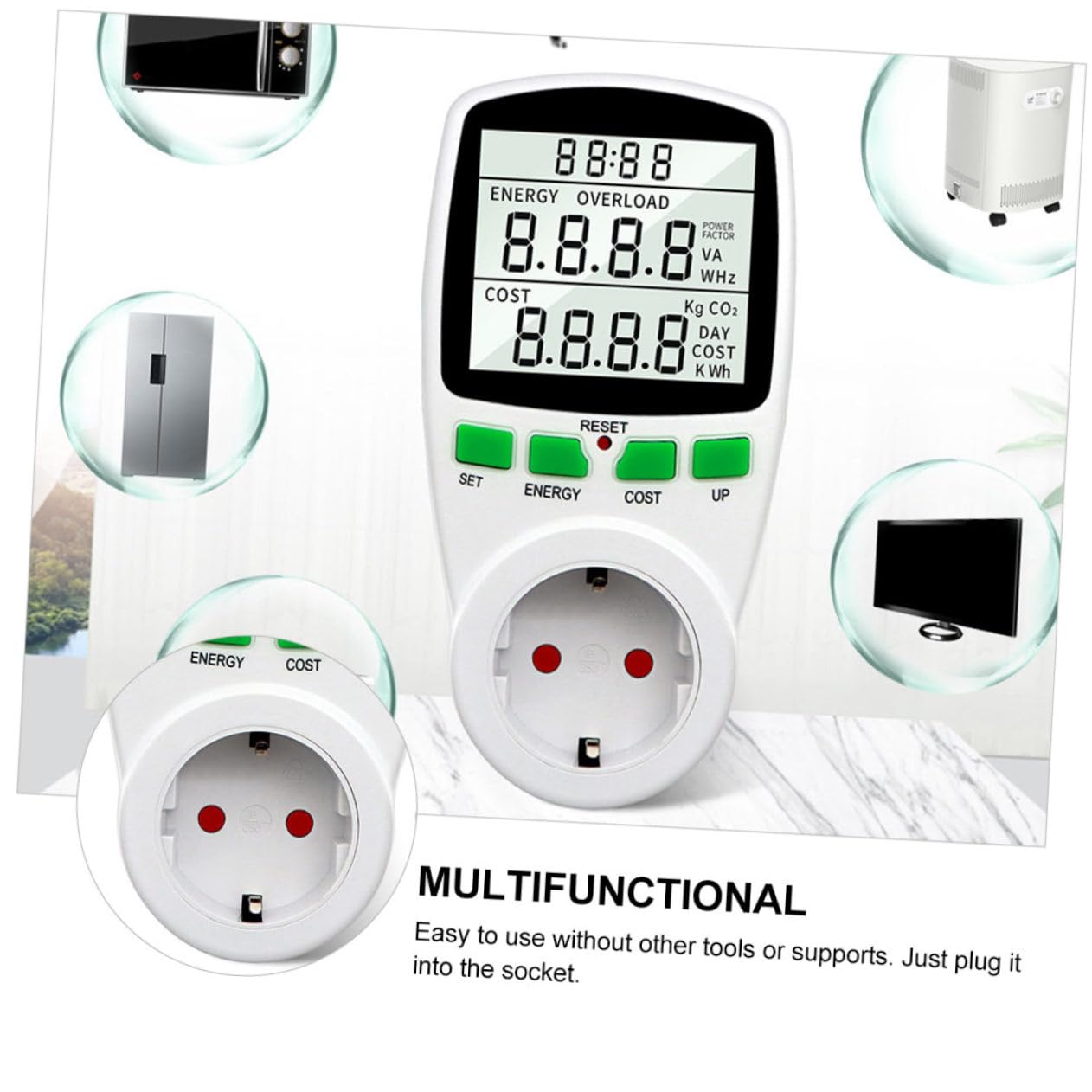 OSALADI Contatore Energia con Display Lcd Misuratore Consumo Energetico Singola Fase