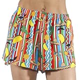 BOA Womens Stretch 1.5" Half Split Trainer Printed Running Short (1201SWP)(Taco!, Small)