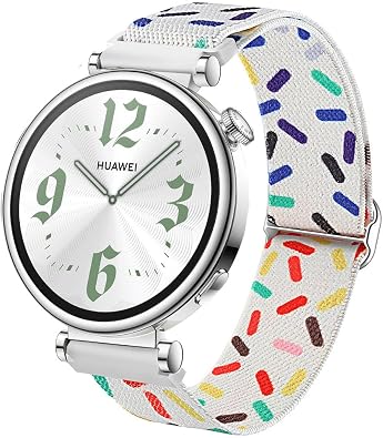 DEALELE Bands Compatible with Huawei Watch GT5 Pro 42mm / GT5 41mm / GT4 41mm / Garmin Venu 3S / Forerunner 265S / Fossil Womens Gen 6, 18mm Colorful Elastic Nylon Loop Strap for Women