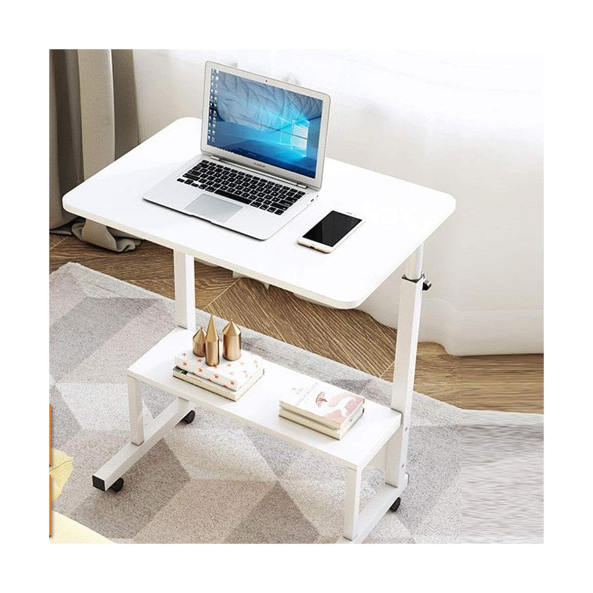 Table de lit réglable avec roulettes et cadre en acier pour ordinateur