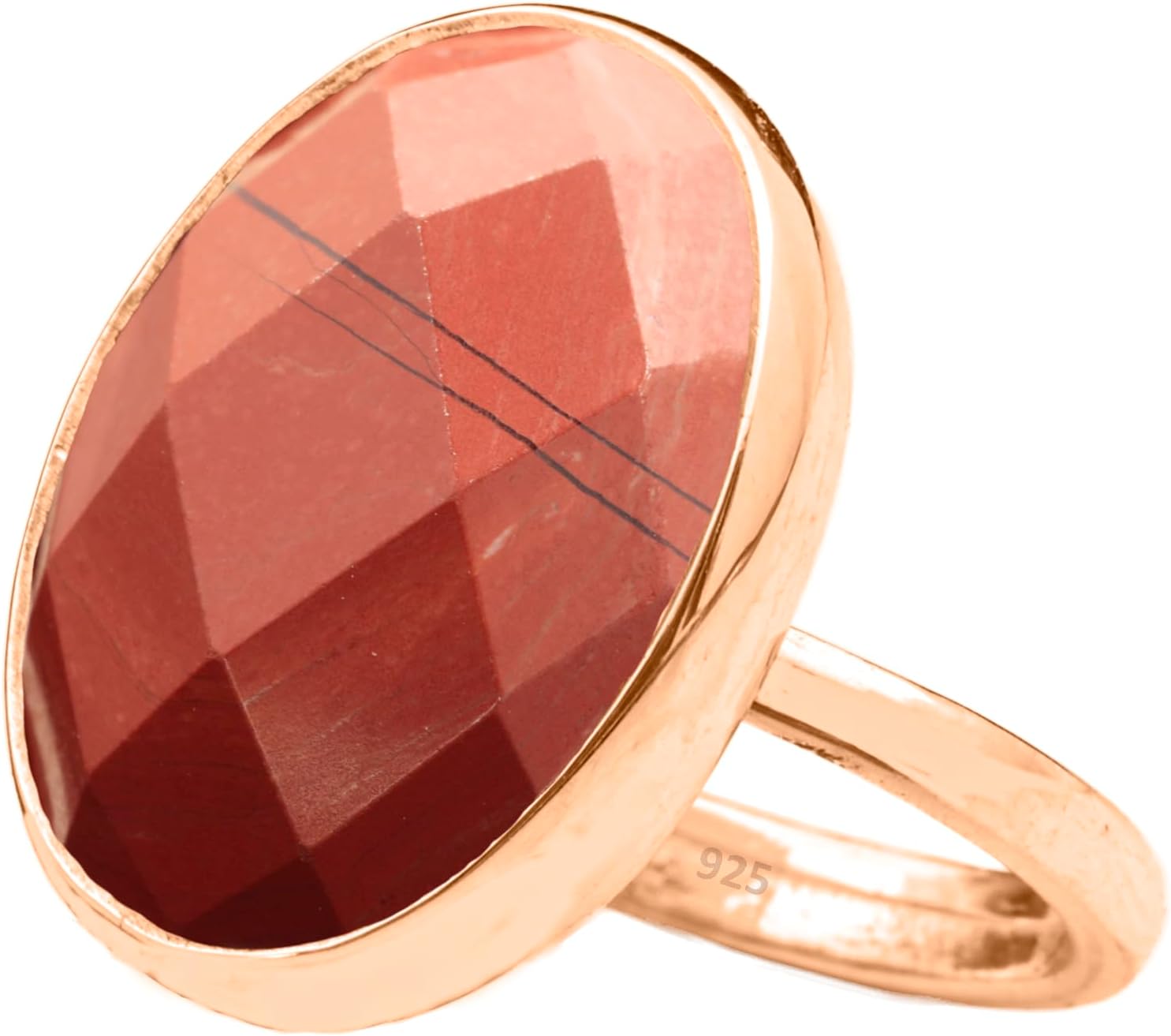 Natural Amazonite Crystal Ring 18K Rose Gold Vermeil 925 Sterling Silver Oval Solitaire Gemstone Dainty Perseverance Crystal Virgo Wealth Statement Ring Handmade Turkish Fine Jewelry