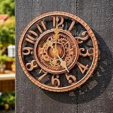 Homezone Garden Mile Bronze 30cm Outdoor Wall Clock Wall Ornament Outdoor Garden Clock Outdoor Waterproof Outdoor Clocks Large Home and Garden Clocks Outdoors Quartz Decorative Steampunk Wall Clock