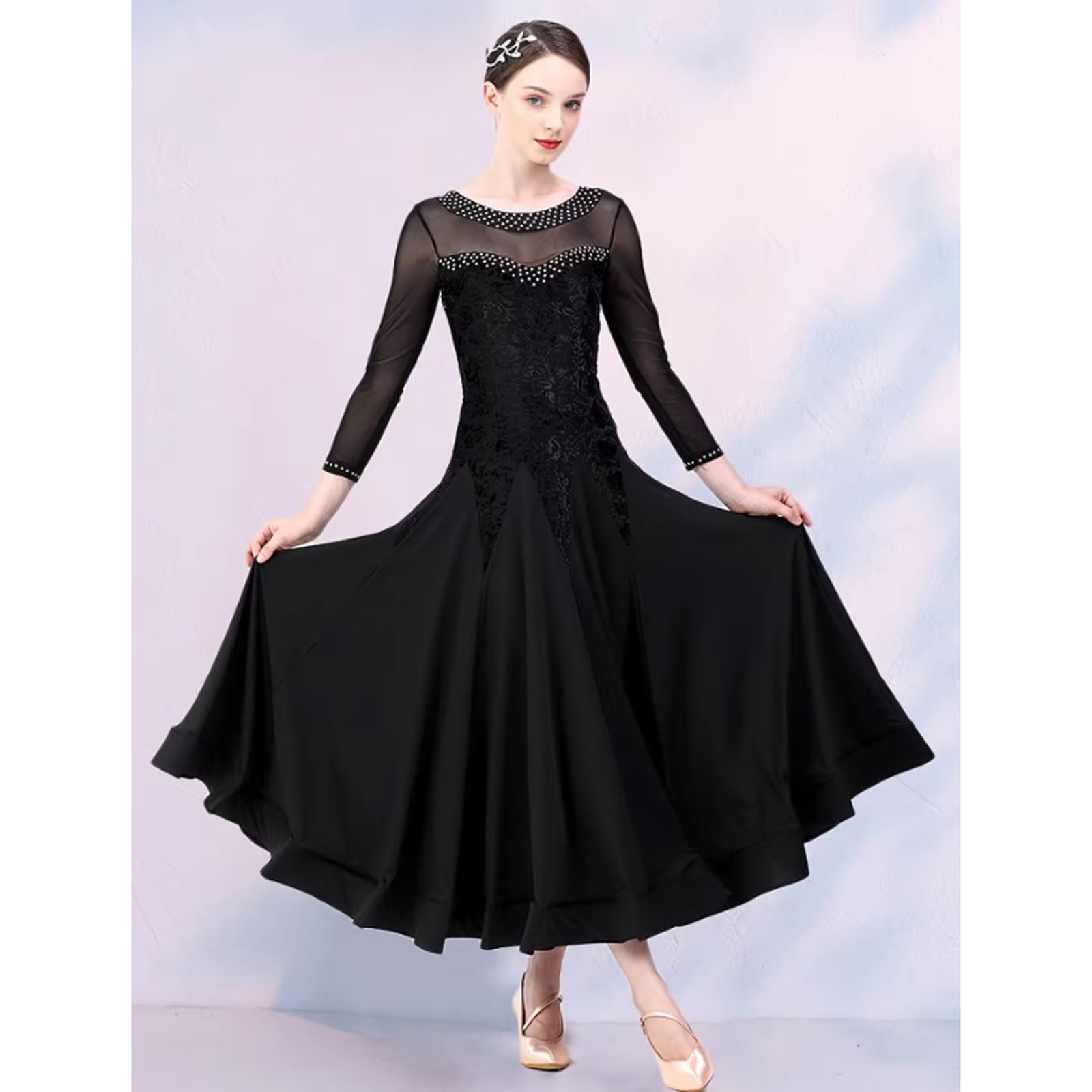 Gesellschaftstanz Turnier Tanzbekleidung Elastisch Walzer Tanz Auftritt Kleider Damen Tango Flamenco Tanzkleidung Standard Salsa Tanzen Training Outfit