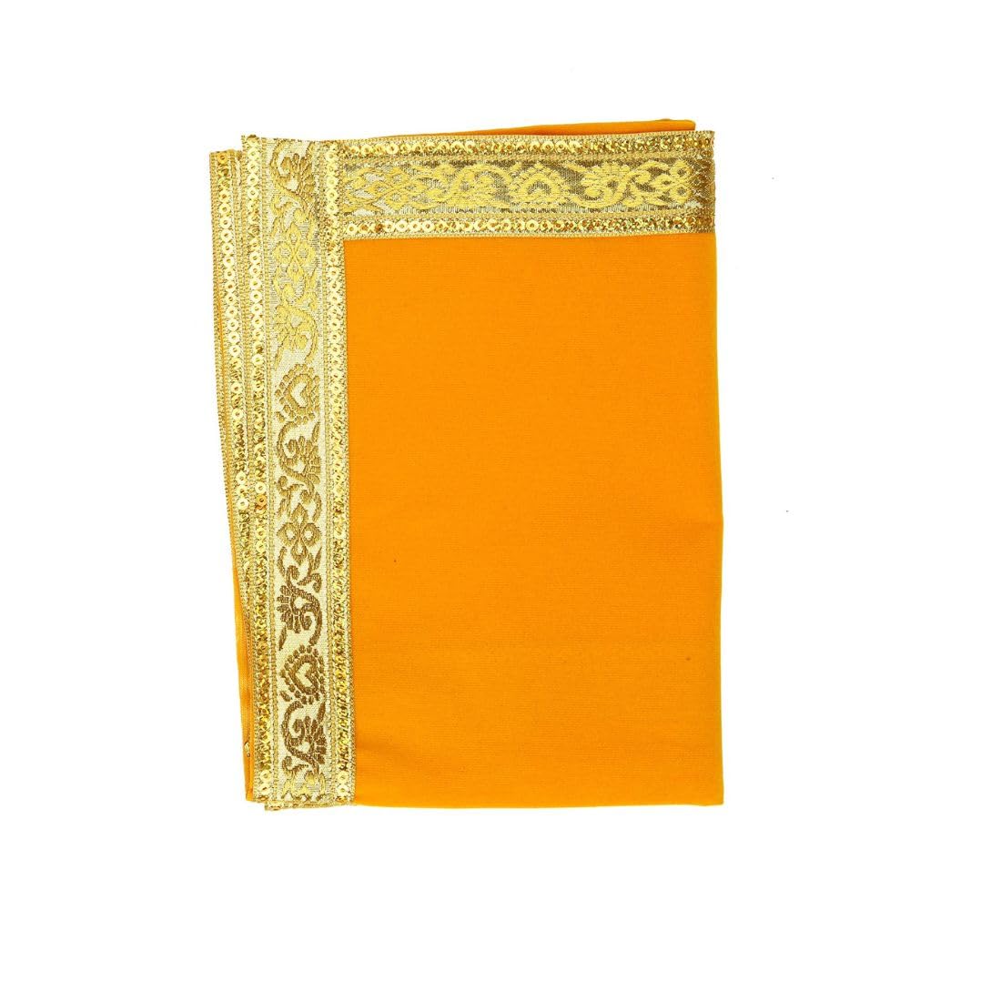Tapis De Pooja Rond En Velours Séquencé - 21x21 Pouces, Jaune, Pour Autel, Décoration Diwali, Fêtes Indiennes