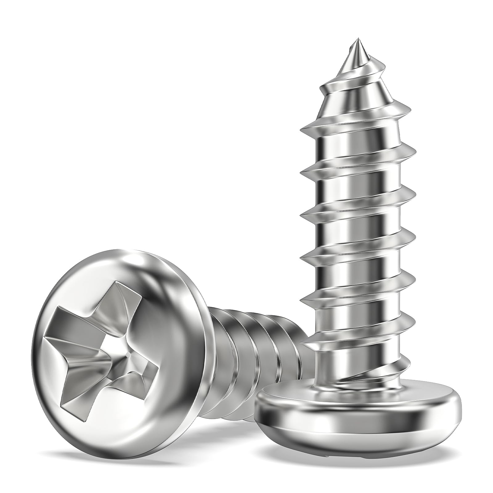 Valorada 100Pcs M4 Screws for Wood, Metal, Plastic, M4 x 12mm Button Head Self Tapping Screws, Phillips Drive, 304 Stainless Steel, Full Thread