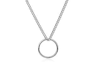 Tungsten Steel Ring Holder Necklace for Men, Circle Pendant Necklace