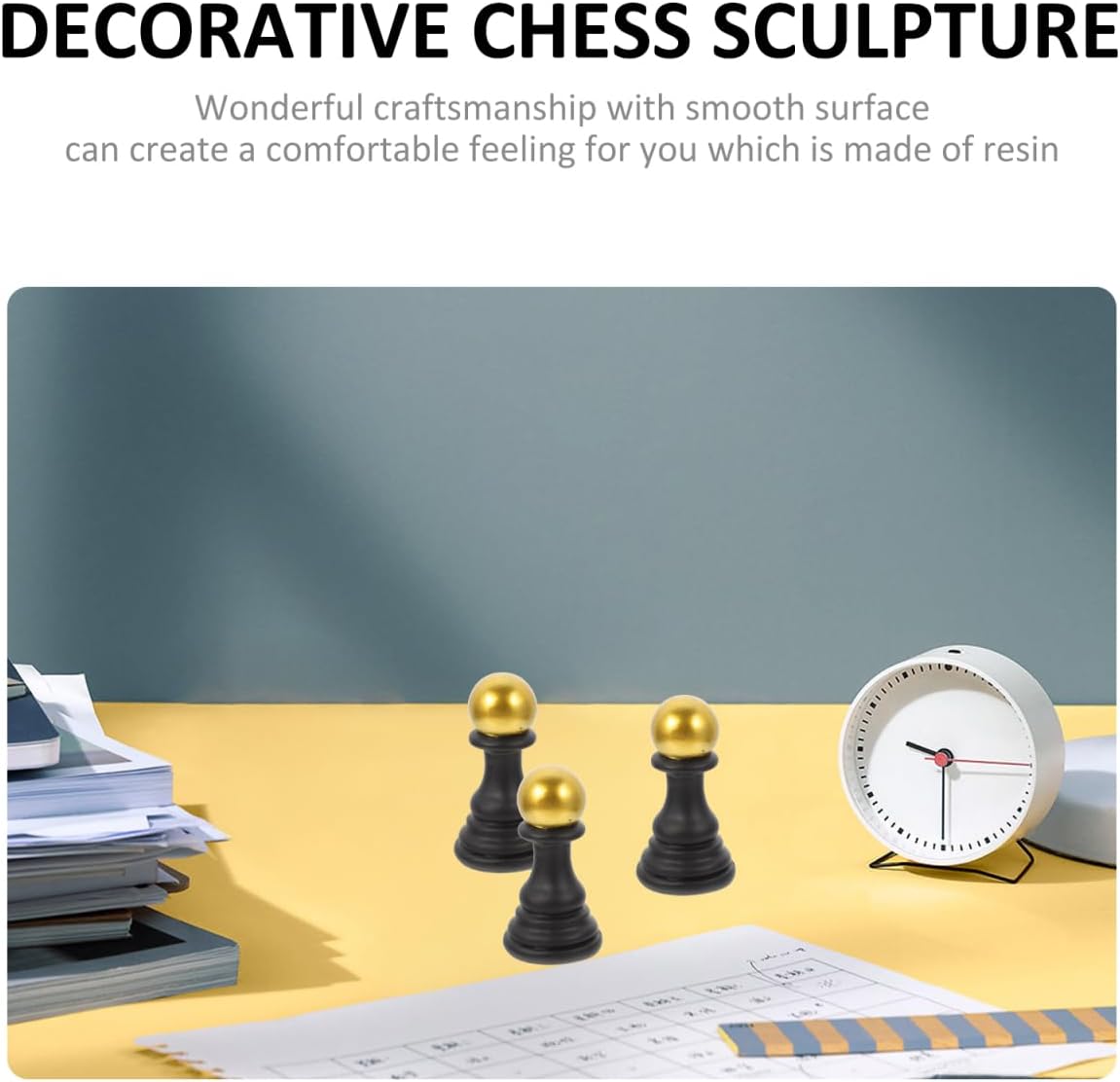 Cabilock 3pcs Simulation Chess Model - Creative Resin Chess Sculpture for Home Decor, Office Desk, Housewarming Present, Assorted Colors, 3.34x4.72x1.57 Inches