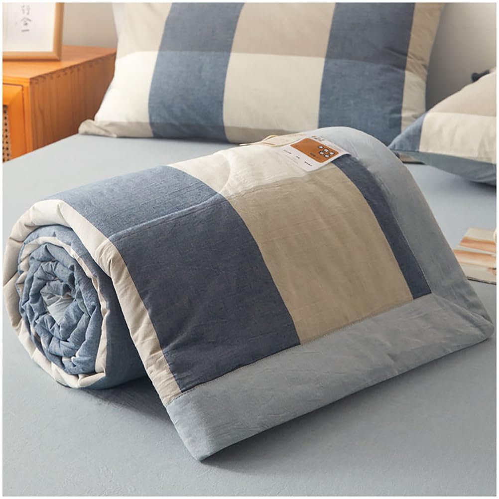 Couette d'été 2 personnes 180x220cm en coton bleu ZTGL