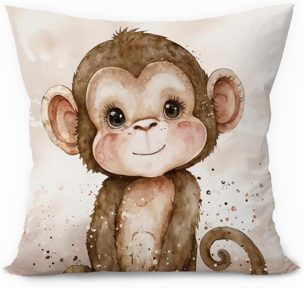 Vintage Monkey Pillow Covers 18x18, Monkey Gifts, Animal Nursery Decor, Cute Wild Animals Decorative Throw Pillow Covers Pillowcases for Kids Room Bedroom Nursery Playroom Decor