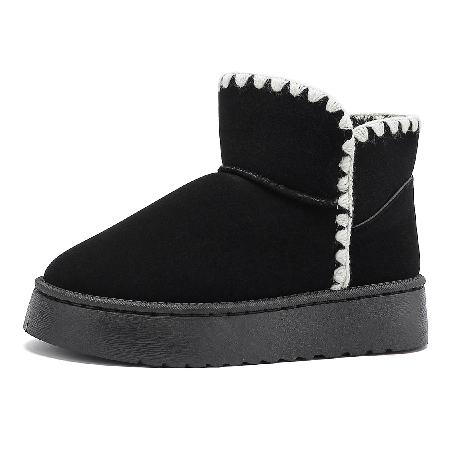 Jifenkla Stivali da Neve Donna,Design in pizzo a onde alla moda,Foderato Caldo Stivaletti invernali,Antiscivolo Impermeabili suola in gomma,Leggerie Comode Pelliccia Breve Scarpe,Outdoor