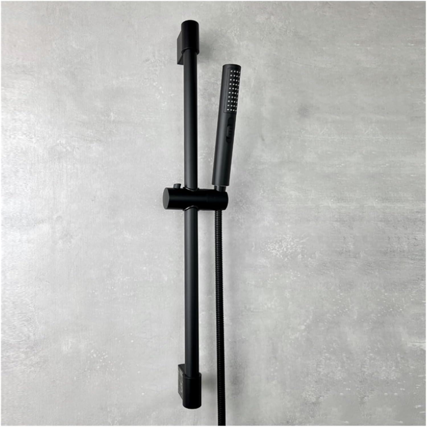 Shower Bar Set with Sliding Bar Solid Brass Outlet Connector 2 Functions Hand Shower 1.5m Hose Adjustable ABS Holder Matt Black(Black Set)