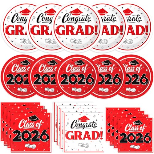 Graduation Paper Plates and Napkins Class of 2026 Party Supplies 50 Guests