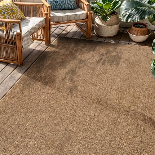 Rugshop Floral Jute-Style Indoor Outdoor Area Rug Natural/Jute 4' x 6'