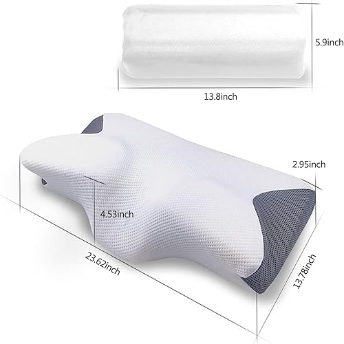 Miniatura 2 de Almohada cervical ergonómica para soporte firme del cuello, almohada ortopédica de contorno para alivio del cuello de espaldalateral, almohada de