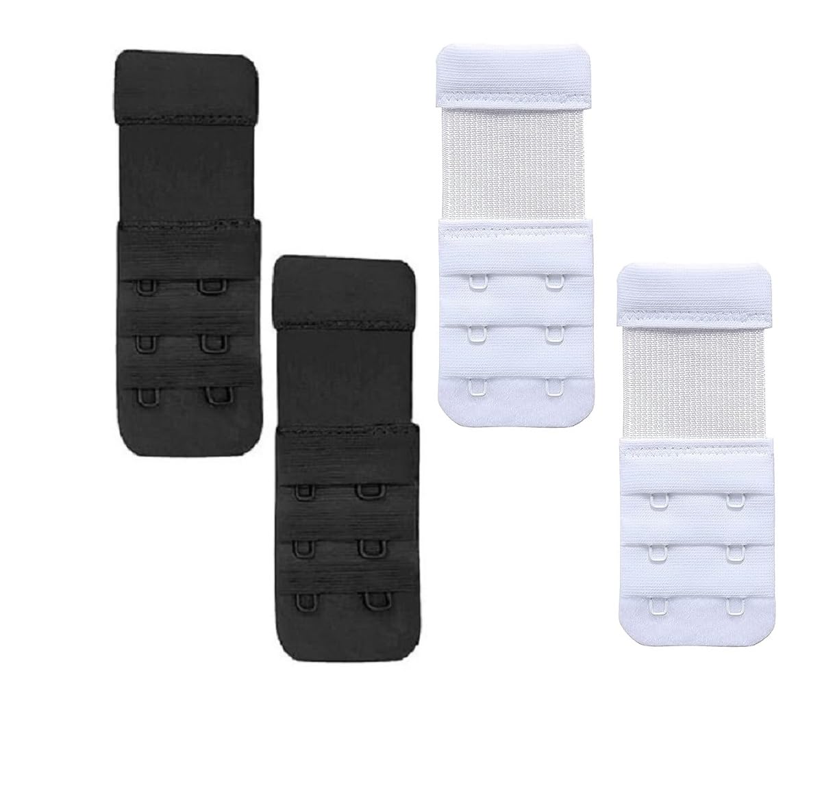 2 Hooks Bra Extender Elastic Bra Band Hook Strap Extensions For Women Comfortable Band Fit During Maternity Back Relief Everyday Use (4 Pieces White & Black Color)-image-31