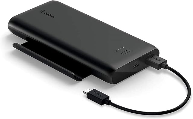 Belkin Boost Charge Gaming Power Bank with Stand (10K Portable Charger with Smartphone Built-In Retractable Stand, Fast Charging dual USB-C and USB-A Output Ports, Black)