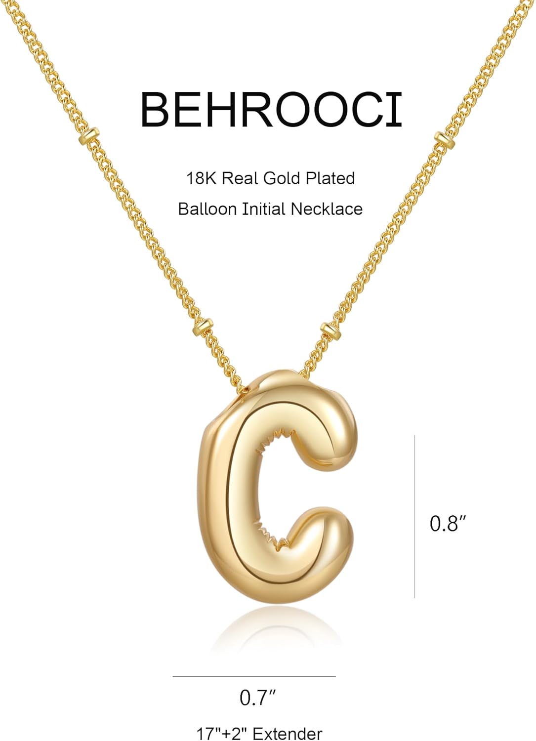 Gold Bubble Initial Necklace for Women Balloon Letter Necklace 18K Gold Plated Dainty Alphabet Pendant Puffy Name Personal Necklace - Image 6