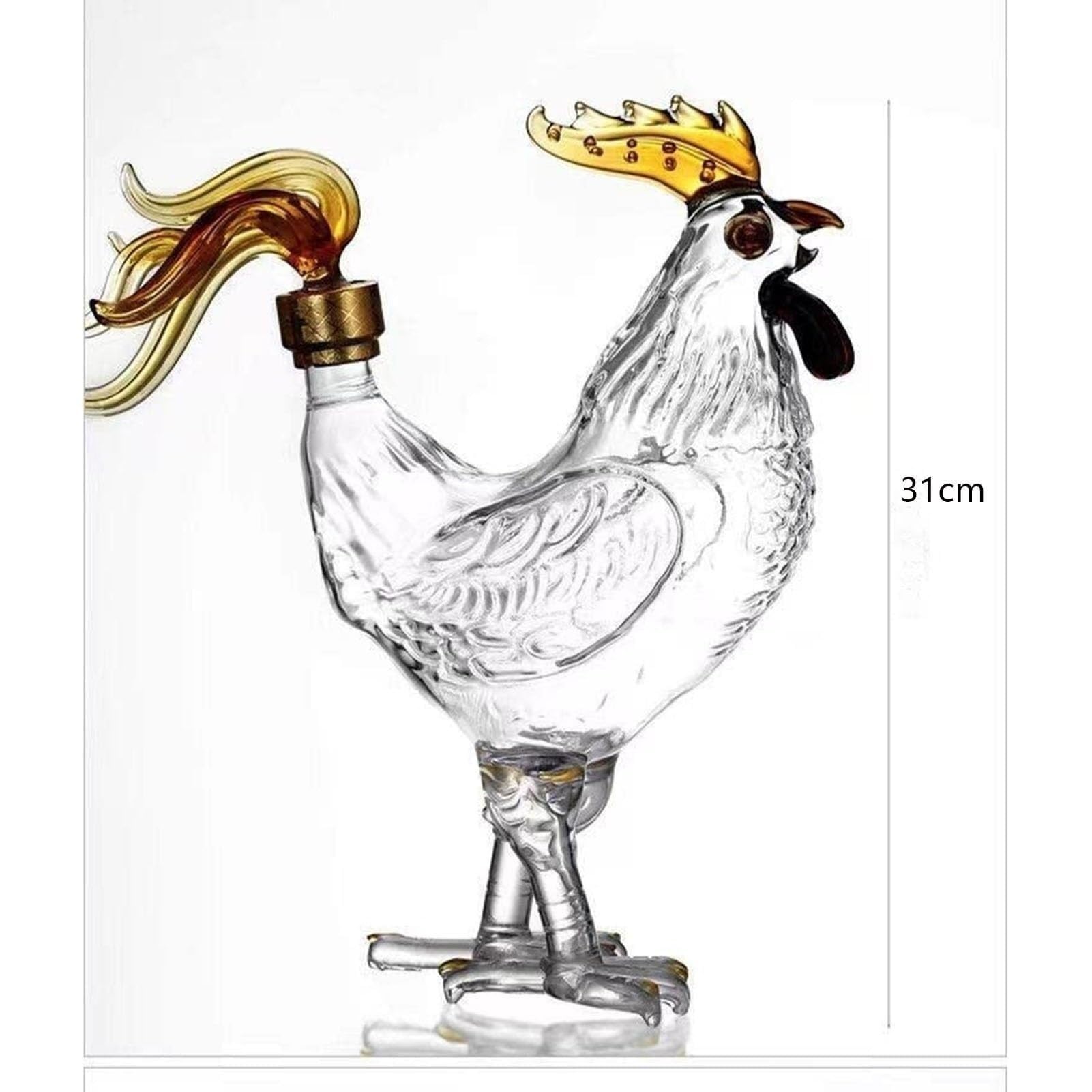 1000 ml karafka do whisky, butelki wina, artystyczna statuetka, figurka 3D, kształt zwierzęcia, statuetka do whisky, motyw zodiaku, szklana butelka wina, szczelny pojemnik (kurczak)