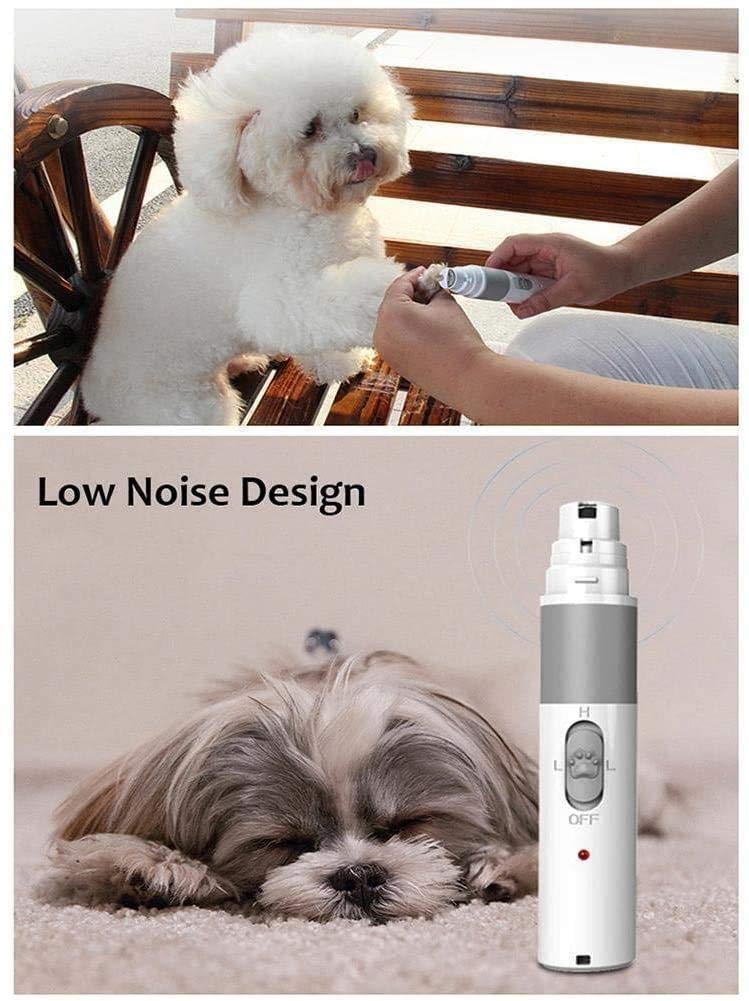 Molinillo de uñas para perros, Trimador de clavos eléctricos de 2 velocidades Professional de 2 velocidades Trimmer, recargable Bajo ruido Perro Nail Archivo Patas indoloras Para Pequeño Perro M