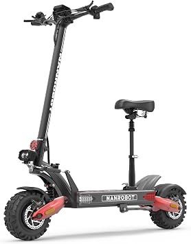 NANROBOT LS7 + الدراجات البخارية الكهربائية للبالغين بسرعة 75 ميلا في الساعة قبالة الطريق إسكوتر للطي للماء 6000 واط محرك مزدوج إسكوتر مع تعليق ركلة إسكوترز 300 رطل تحميل 45-85 ميل الفرامل الهيدروليكية المزدوجةNutt