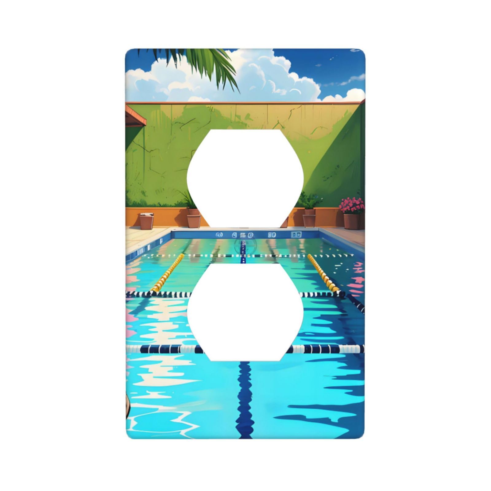 Flamingo and Swimming Pool Unbreakable Polycarbonate Switch Plate-1 Gang Screwless Wall Plate for Home Office