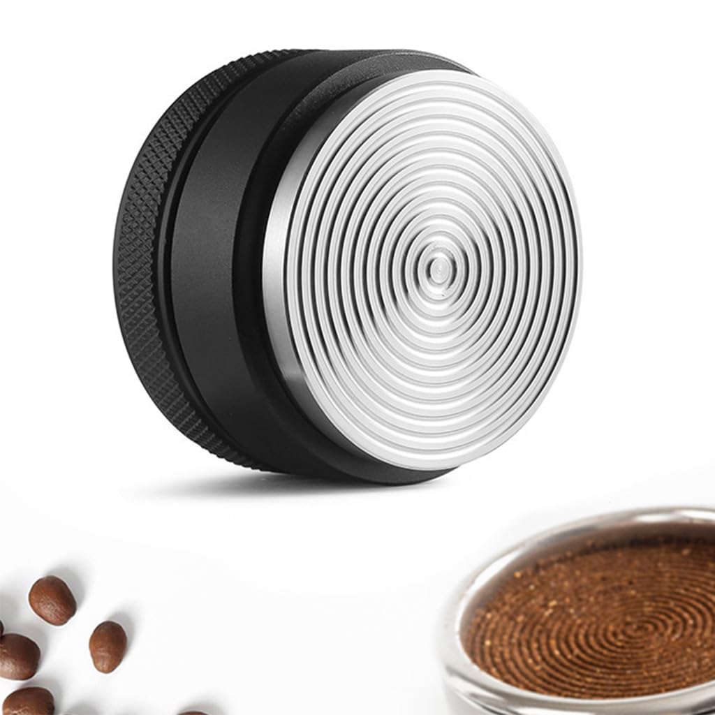 Supvox® Stainless Espresso Tamper 58mm 304 Stainless Coffee Distributor, Stylish Spiral Groove Pattern, Anti-Slip Diamond Texture Trim, Coffee Hand Leveler Tamper Espresso