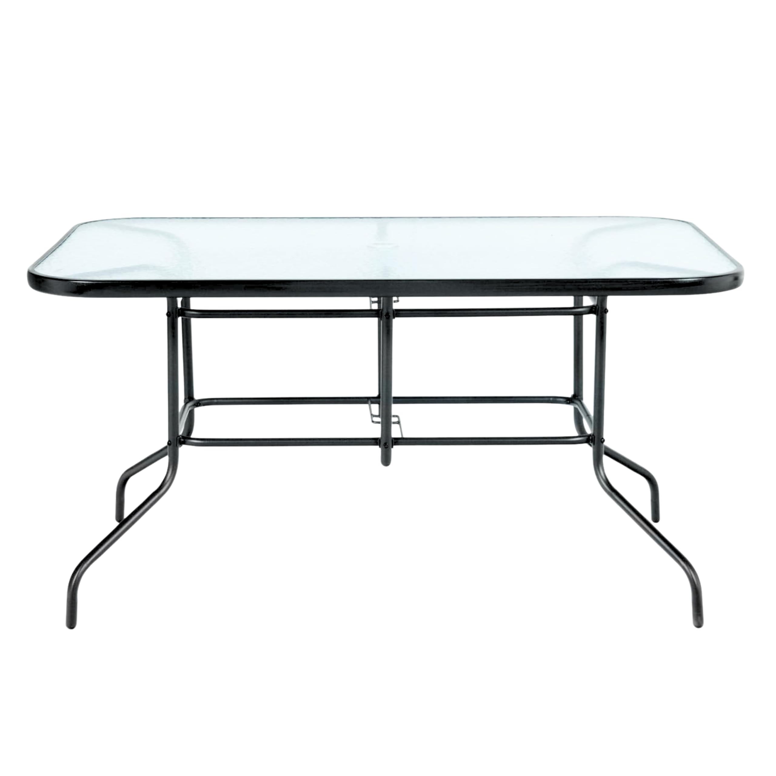 ZOLTA Gartentisch 140 x 80 cm in Glas Terrassentisch Wetterfest Buffettisch Partytisch für Garten Terrasse und Balkon | 4-6 Personen | Outdoor Esstisch Campingtisch | Schwarz