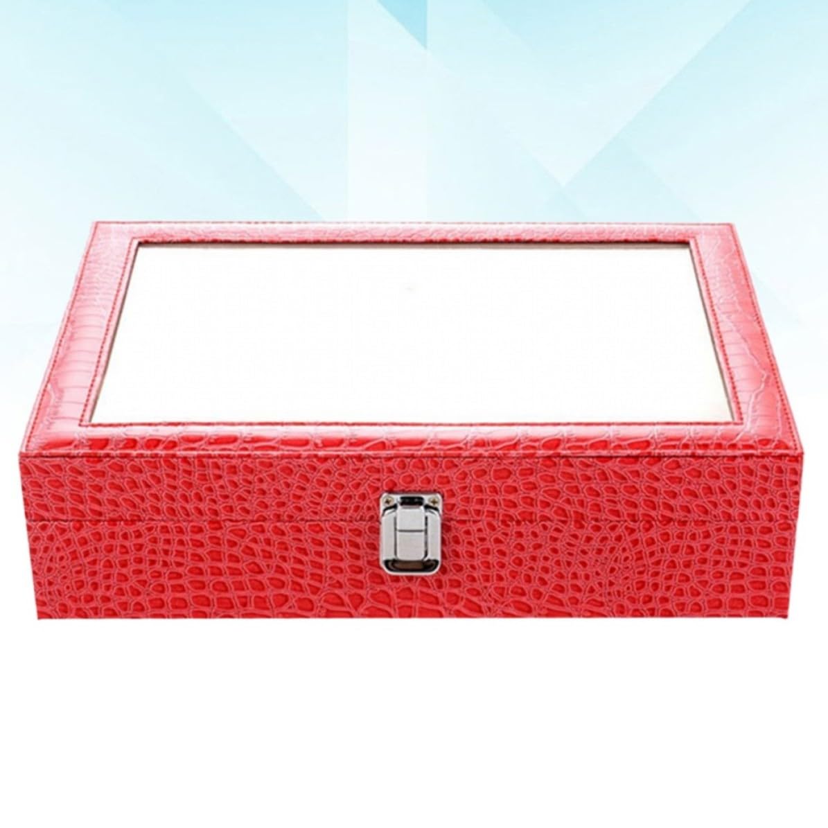 PRETYZOOM Pu Brillen Displaybox mit 8 Fächern für Sonnenbrillen, Rot
