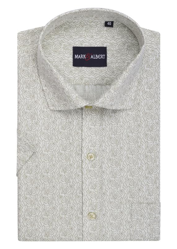 Image of Mark & Albert Men's Half Sleeve Cotton Linen Shirt Blue