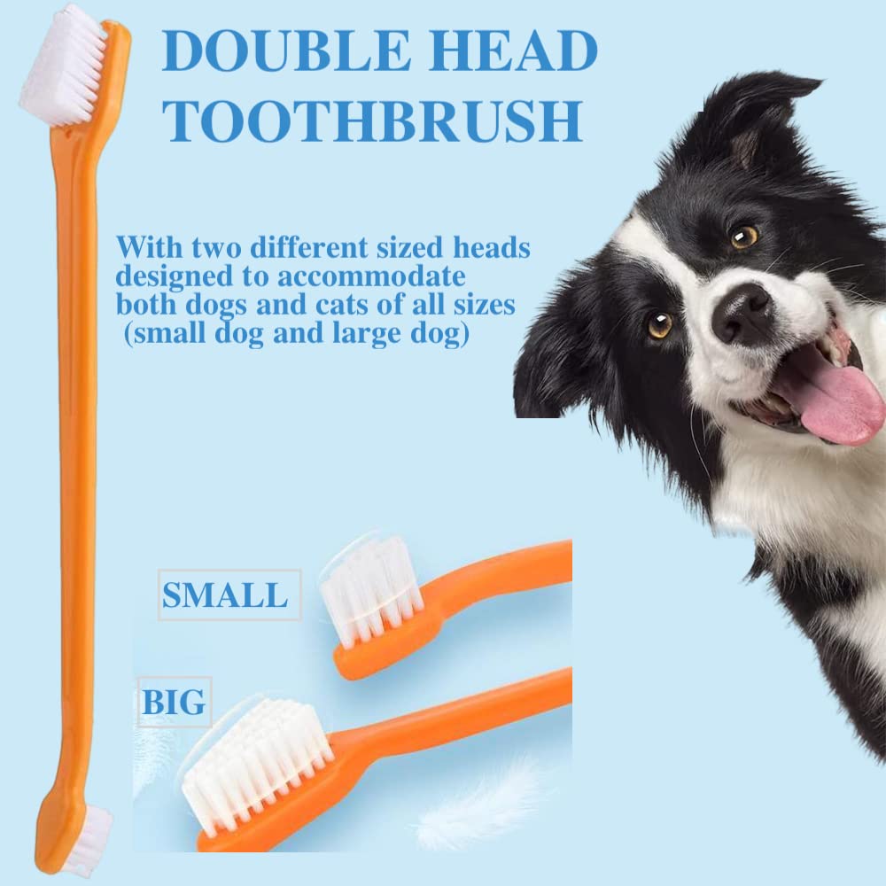 8 Pack Small Dog & Cat Toothbrush Kit, 360º Pet Toothbrush/Mini Head/Dual Head / 10000 Ultra-Soft Bristles Tooth Brush/Finger Toothbrushs for Cat Kitten Doggie Dental Care, Oral Hygiene - image 5