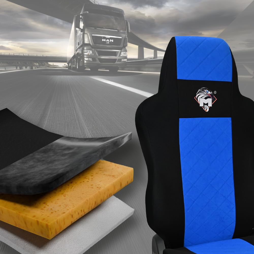 SABA Funda de Asiento para Man TGA 2000, TGM, TGL 2005, TGX, TGS 2007, 1 cinturón de Seguridad Azul Accesorios de protección para Asientos de Camiones