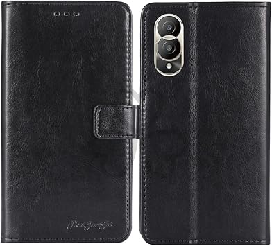 Black Business Retro Stain Resistant Stand Wallet TPU Silicone Leather Synthetic Leather Case Cover Honor 90 6.7 inch Card Storage Cover Case Pouch Folio