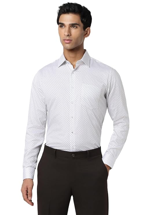 Van Heusen Men's Cotton Slim Fit Printed Formal Shirt