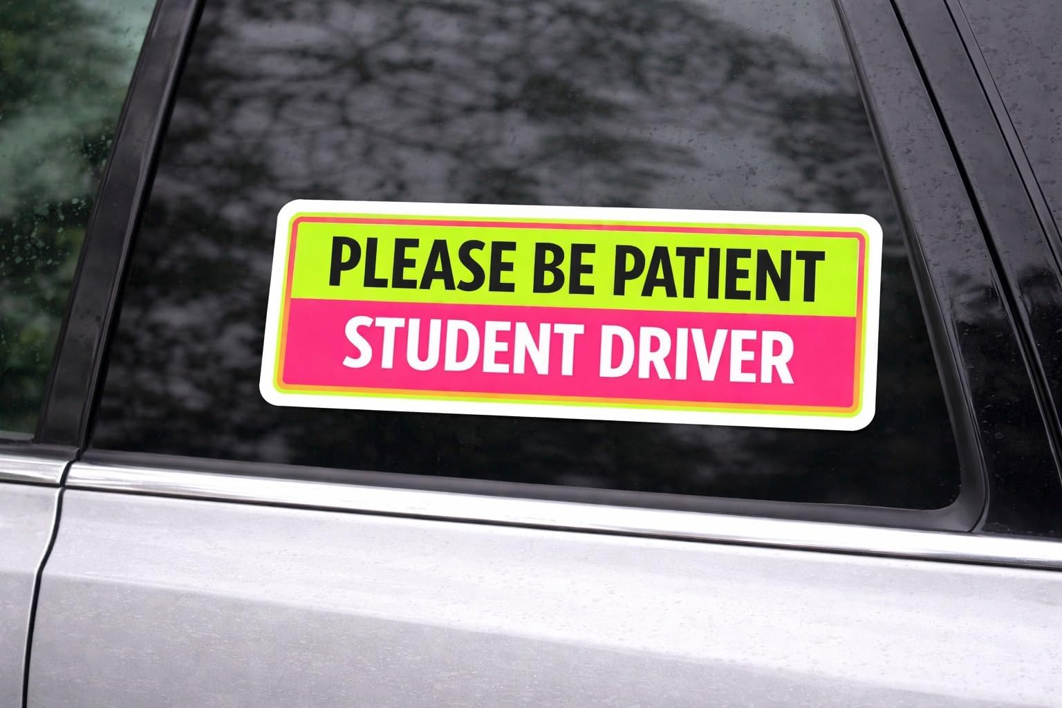Please Be Patient Student Driver Car Window Sticker, Green, 10.5 x 4 Inches - Waterproof Vinyl Window Decal