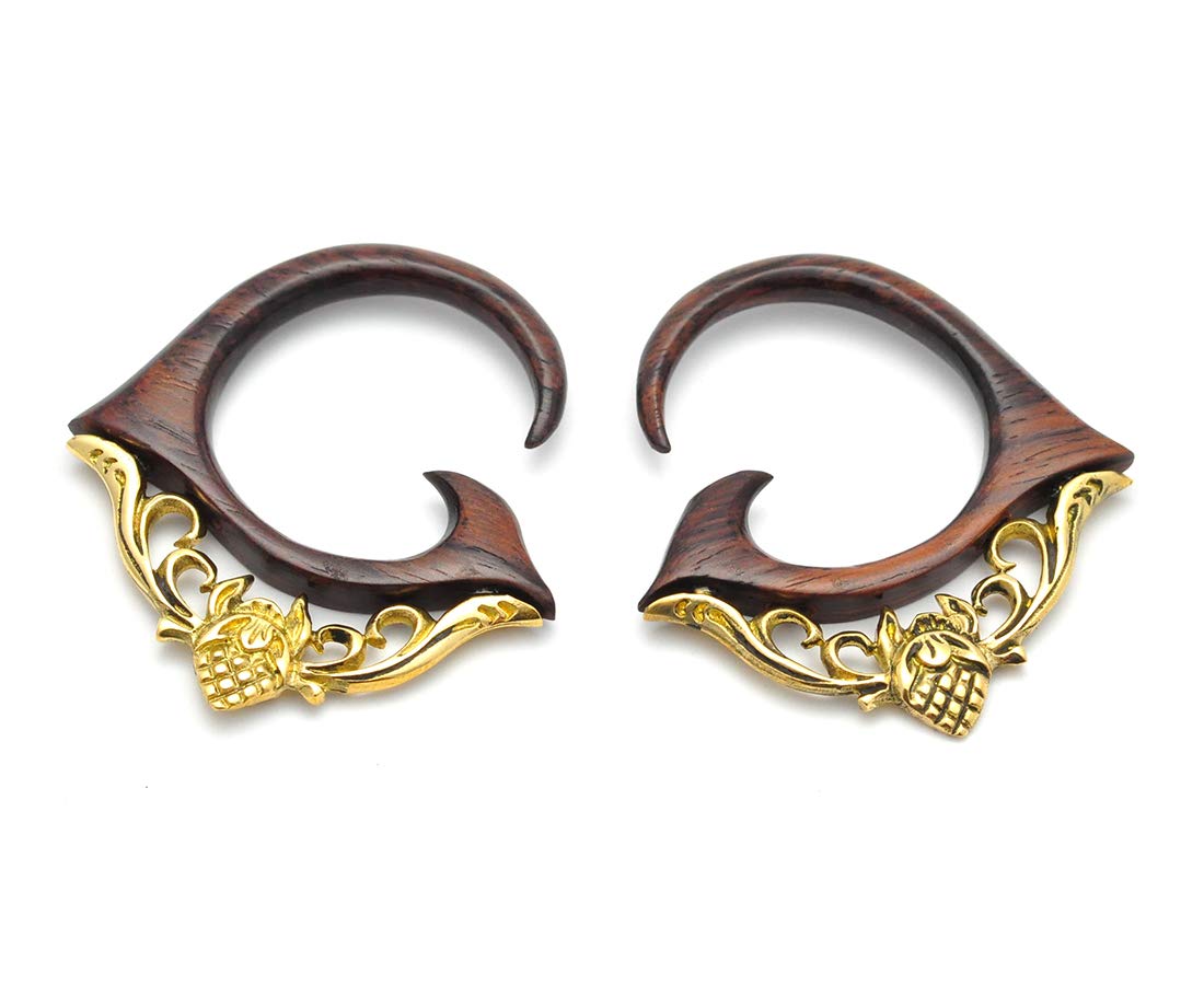 Sono Wood and Brass Combination Spiral Hangers Style 3 (PW-329) Plugs gauges - Sold As a Pair