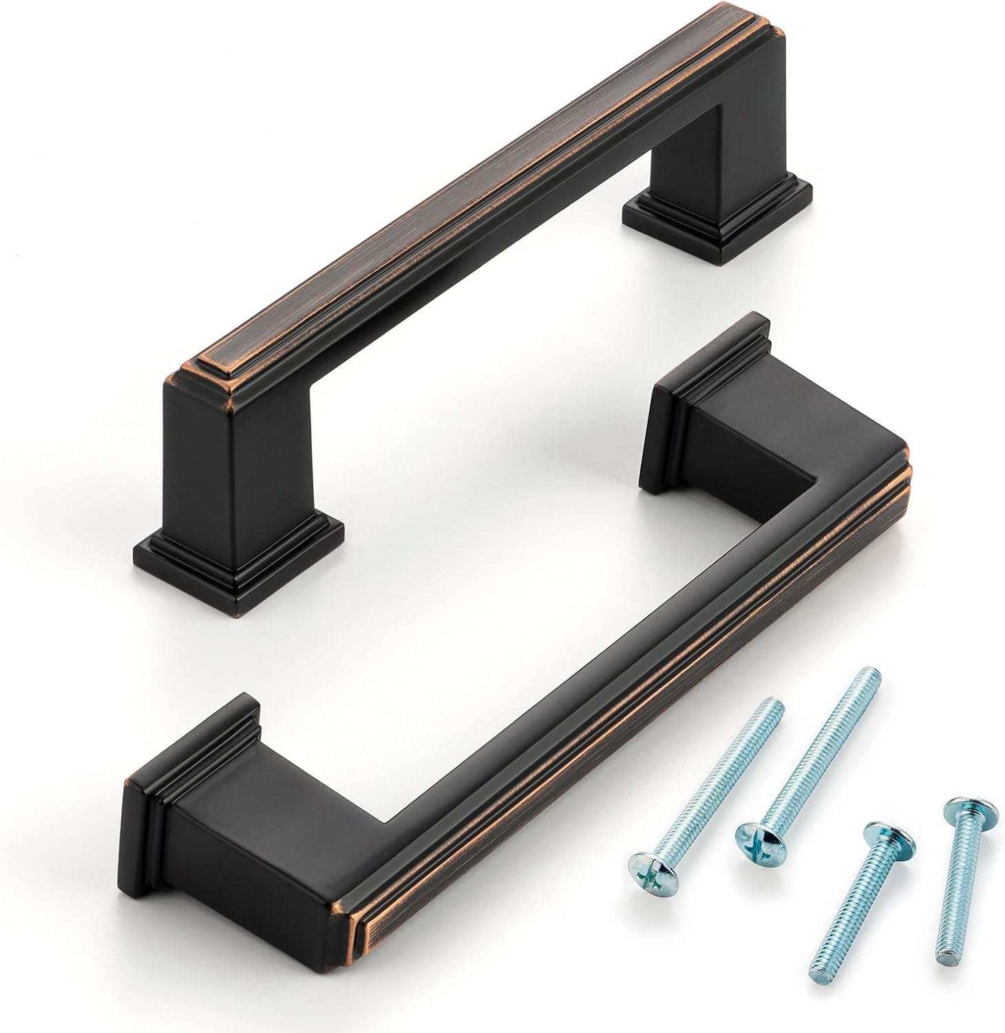 10 Pack 3-3/4 Inch Hole Centers, Oil Rubbed Bronze Cabinet Pulls Brushed Bronze Cabinet Handles Bronze Kitchen Hardware for Cabinets ZP2206 Drawer Bedroom Dresser Bathroom Vanity Cupboard