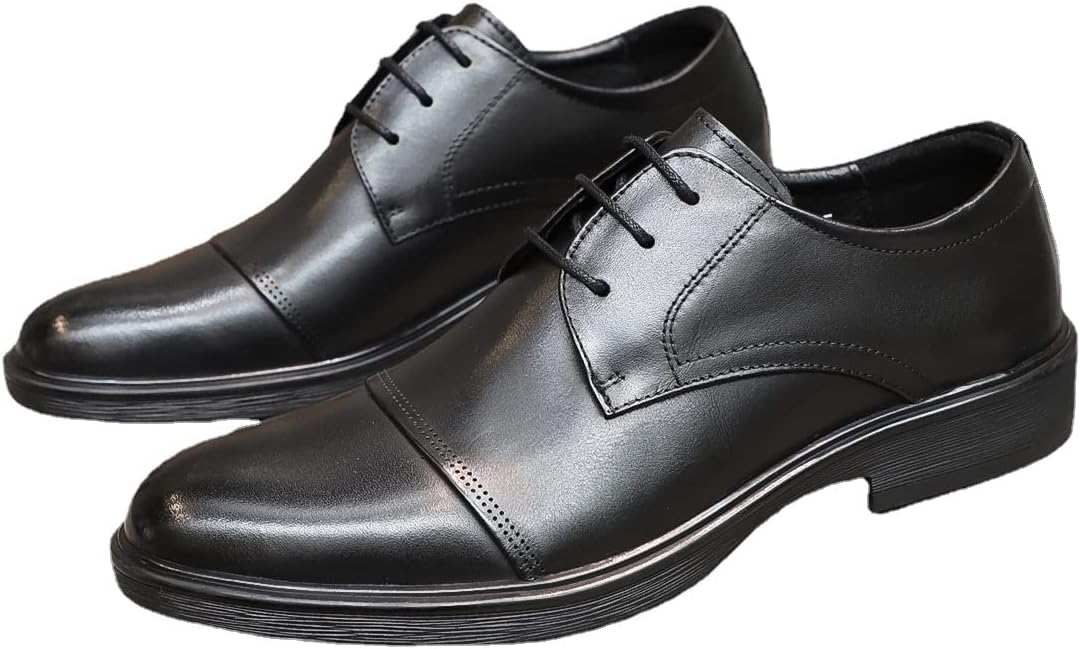 Cap Toe Round Toe Derby Shoes Leather 