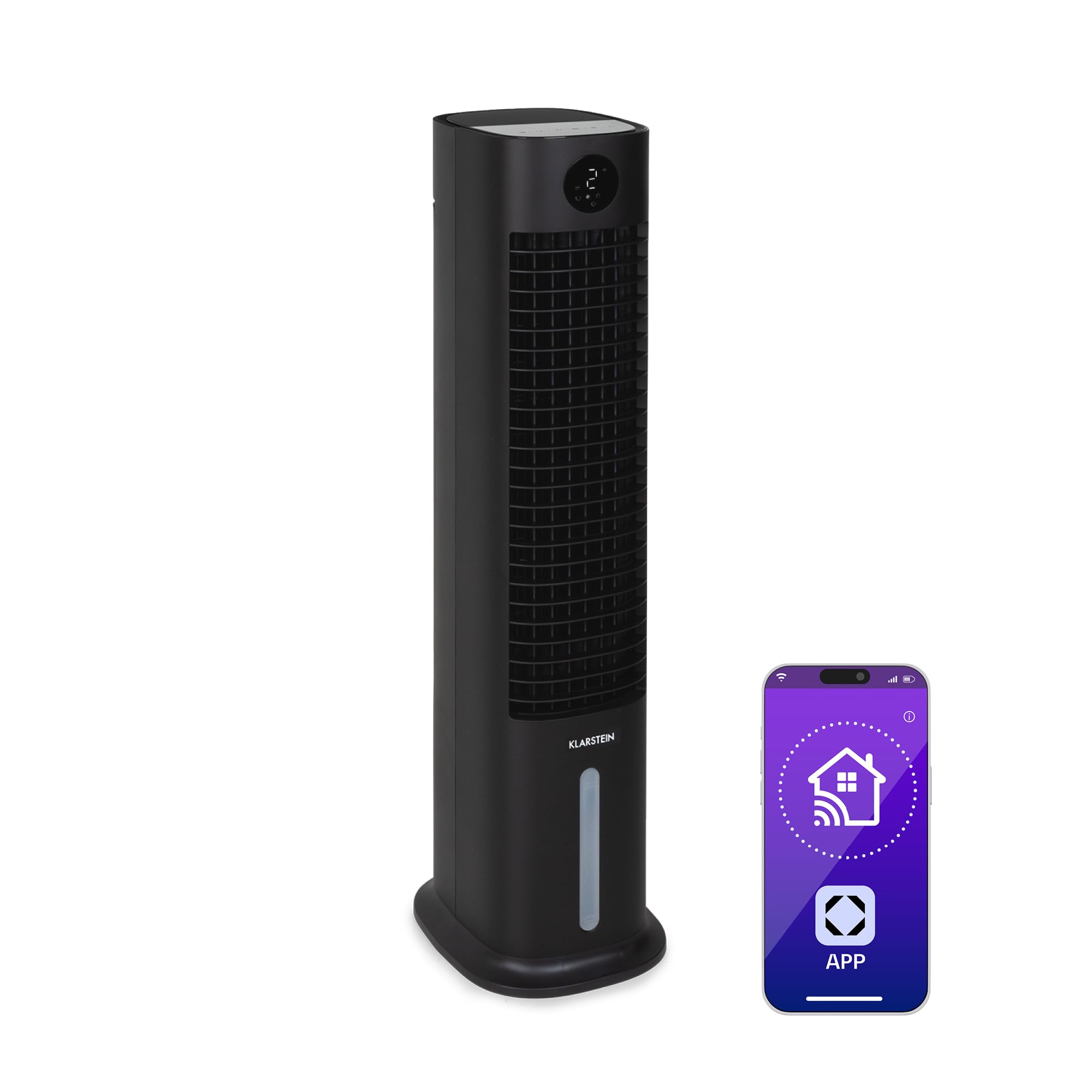 Klarstein Condizionatore Portatile Senza Tubo 80W, 5in1, Umidificatore, Climatizzatore Portatile Silenzioso con Night Mode, Ionizzatore, Ventilatore Aria Fredda, Raffrescatore 462m³/h, Serbatoio 8L