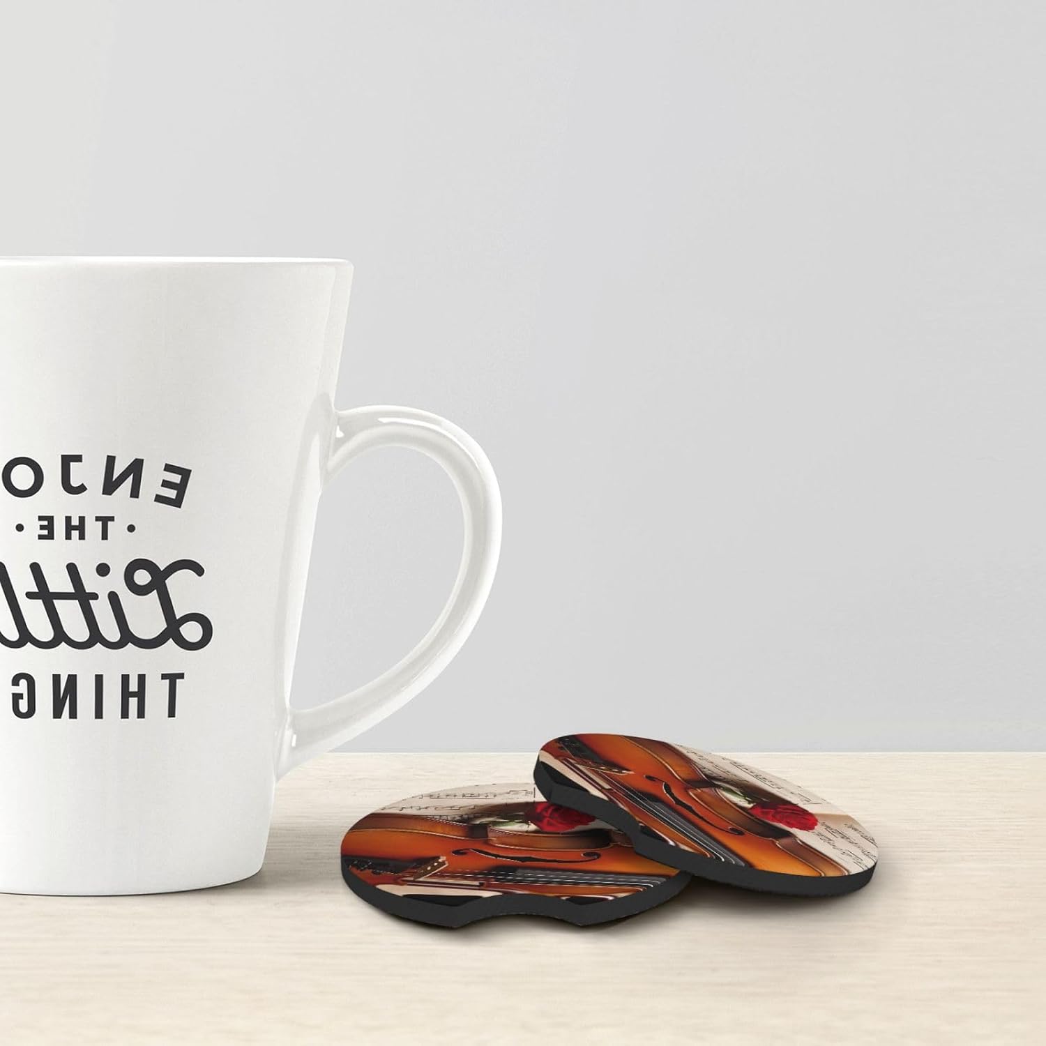 Violin Sheet Music 2 Pcs Car Cup Holder Coasters Universal Rubber Non Slip Car Coaster Drink Coaster with A Finger Notch Cute Soft Car Cup Mat Car Accessories for Women Men image 2