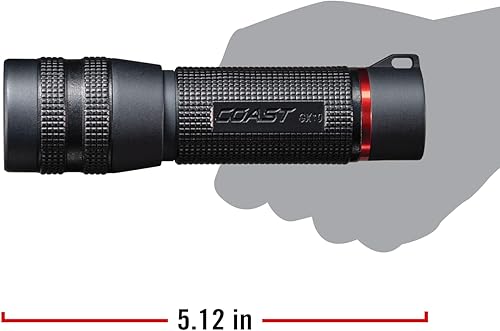 Miniatura 9 de Coast GX10 - Linterna LED compacta y resistente al agua de 550 lúmenes con doble alimentación, mango con textura de agarre, 4 modos de luz, enfoque