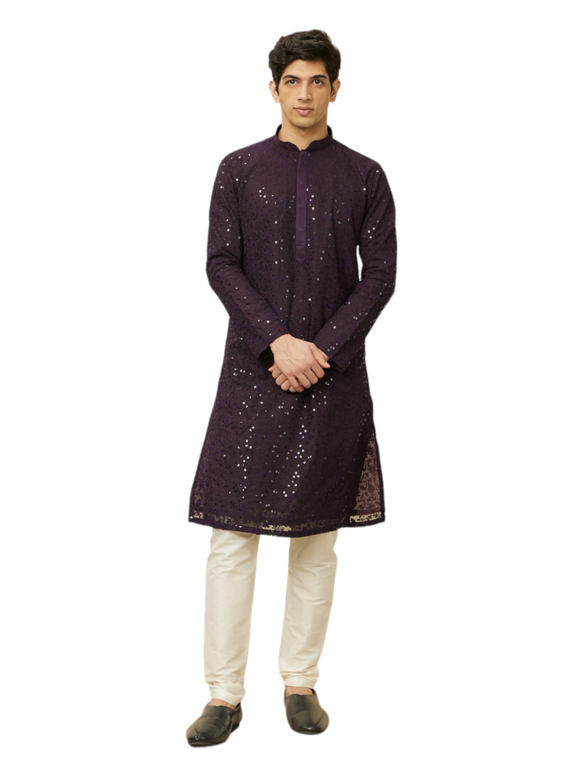 Kurta Ensemble de pyjama brodé Manyavar à offrir pour les fêtes de fin d'année