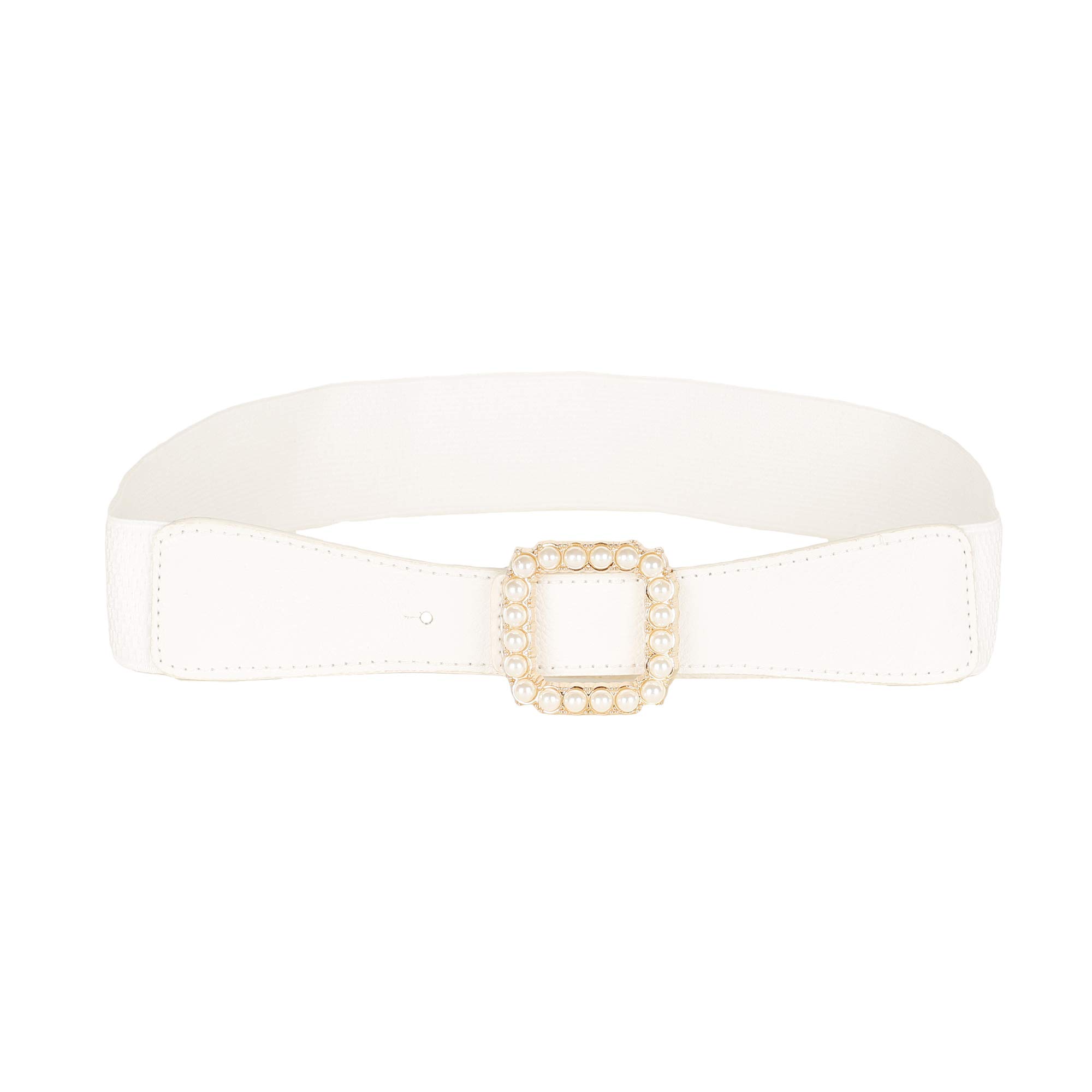 Stylish Wide Elastic Waist Belt for Women with Metal Buckle – Perfect for Jeans, Dresses & Saree – Fashionable & Comfortable|White Color Belt|CI4055-image-47