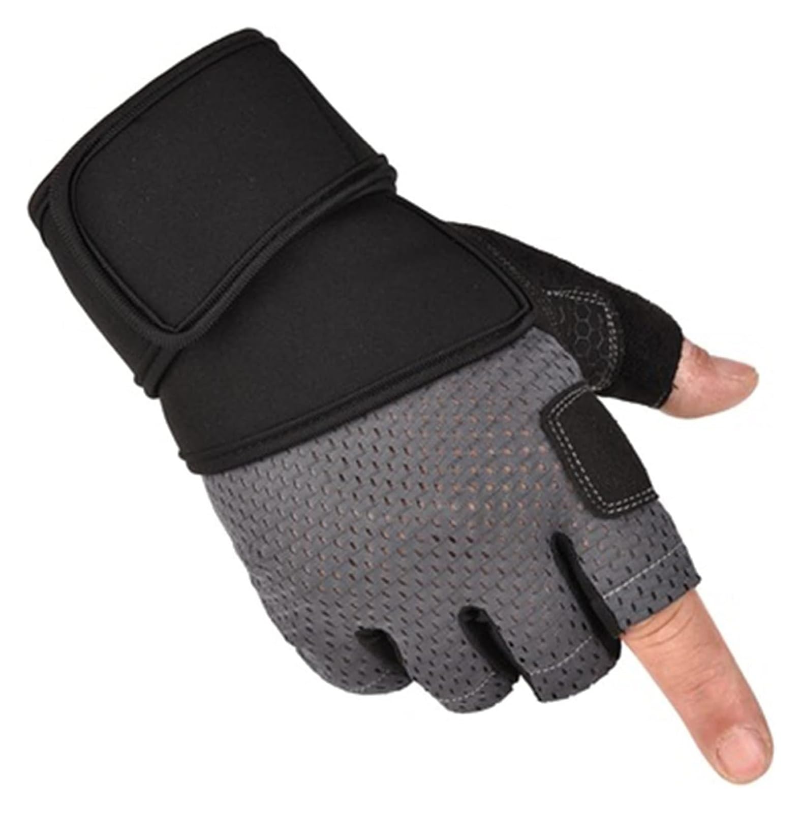 Guanti da guida senza dita, guanti sportivi, guanti mezze dita, guanti for sollevamento pesi for uomini e donne, sport e fitness con supporto for il polso, allenamento in palestra, traspirante(Grey,M)