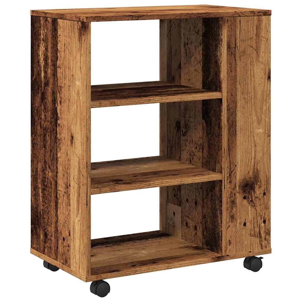 Mobiletto con Ruote Legno Antico 60x35x75 cm Truciolato