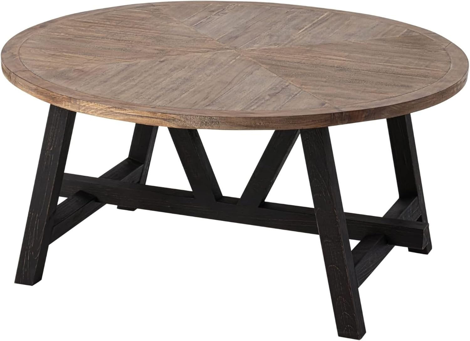 Rustic Farmhouse Coffee Table with Geometric Base, Algeria Ubuy